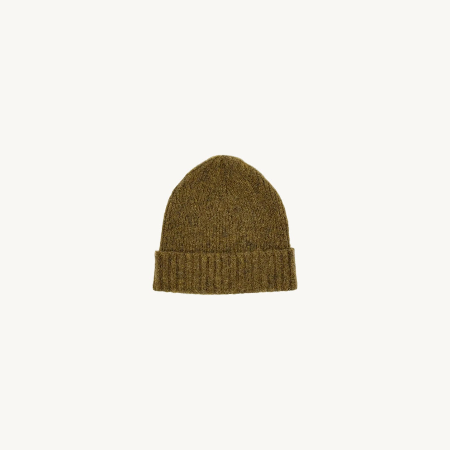 Bosie Brushed Shetland Wool Beanie Hat - Dark Olive Brown