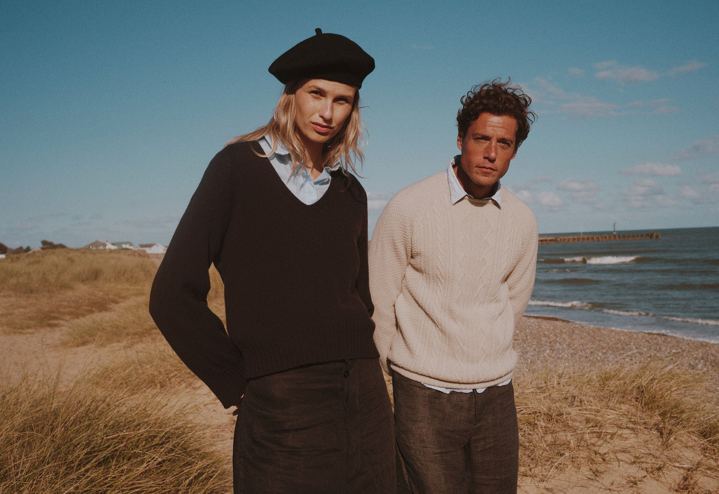 Woman wearing ~Bosie knitwear Cashmere V Neck Sweater by Harley of Scotland and Todd and Duncan