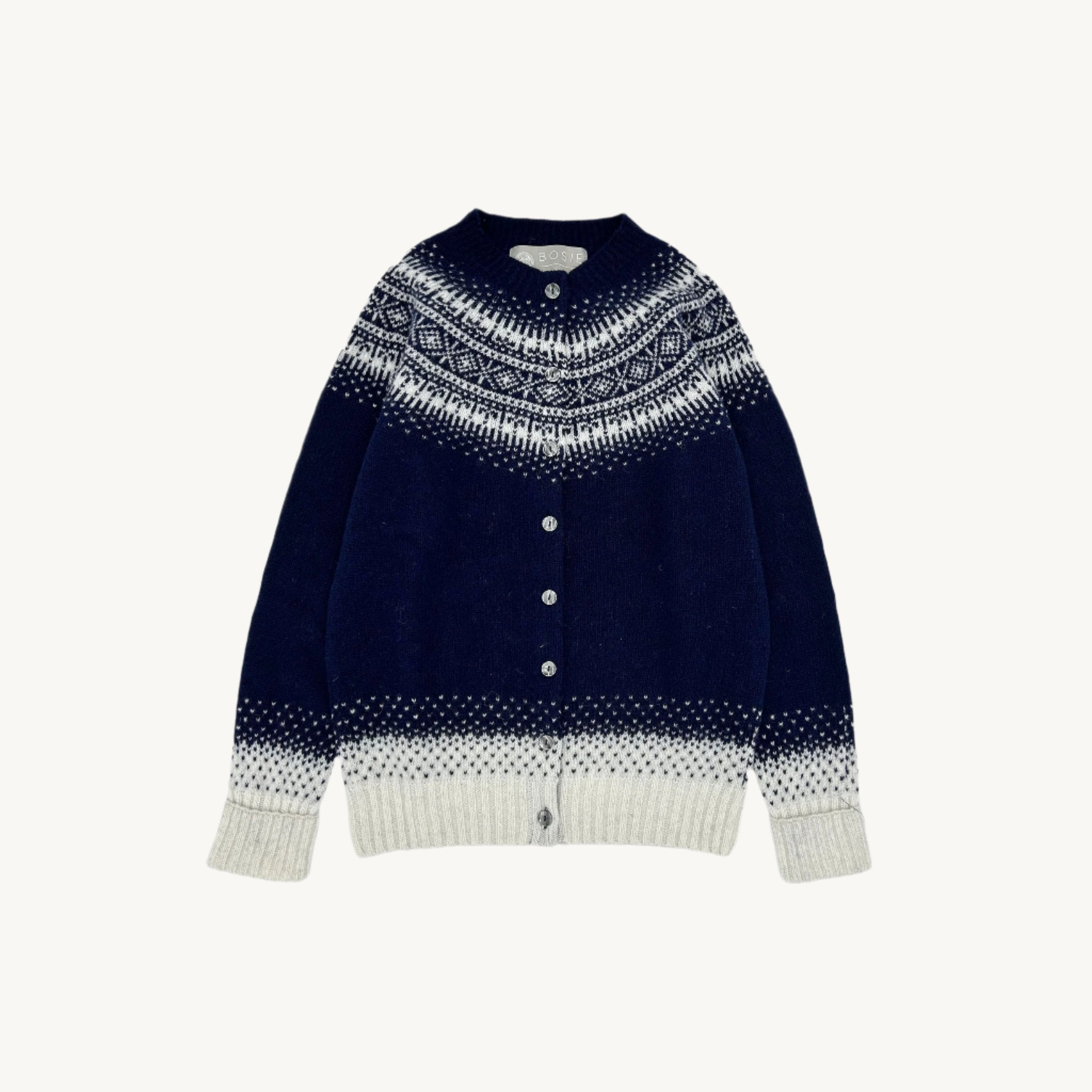 An image of Fall Yoke Fair Isle Women's Cardigan - Navy - Navy / M