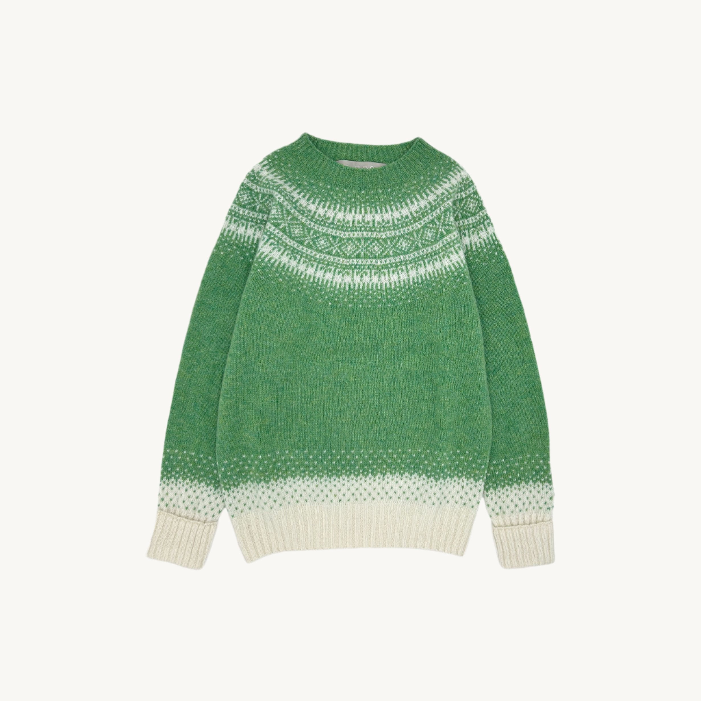 An image of Fall Yoke Fair Isle Women's Sweater - Mint Green - Mint Green / L