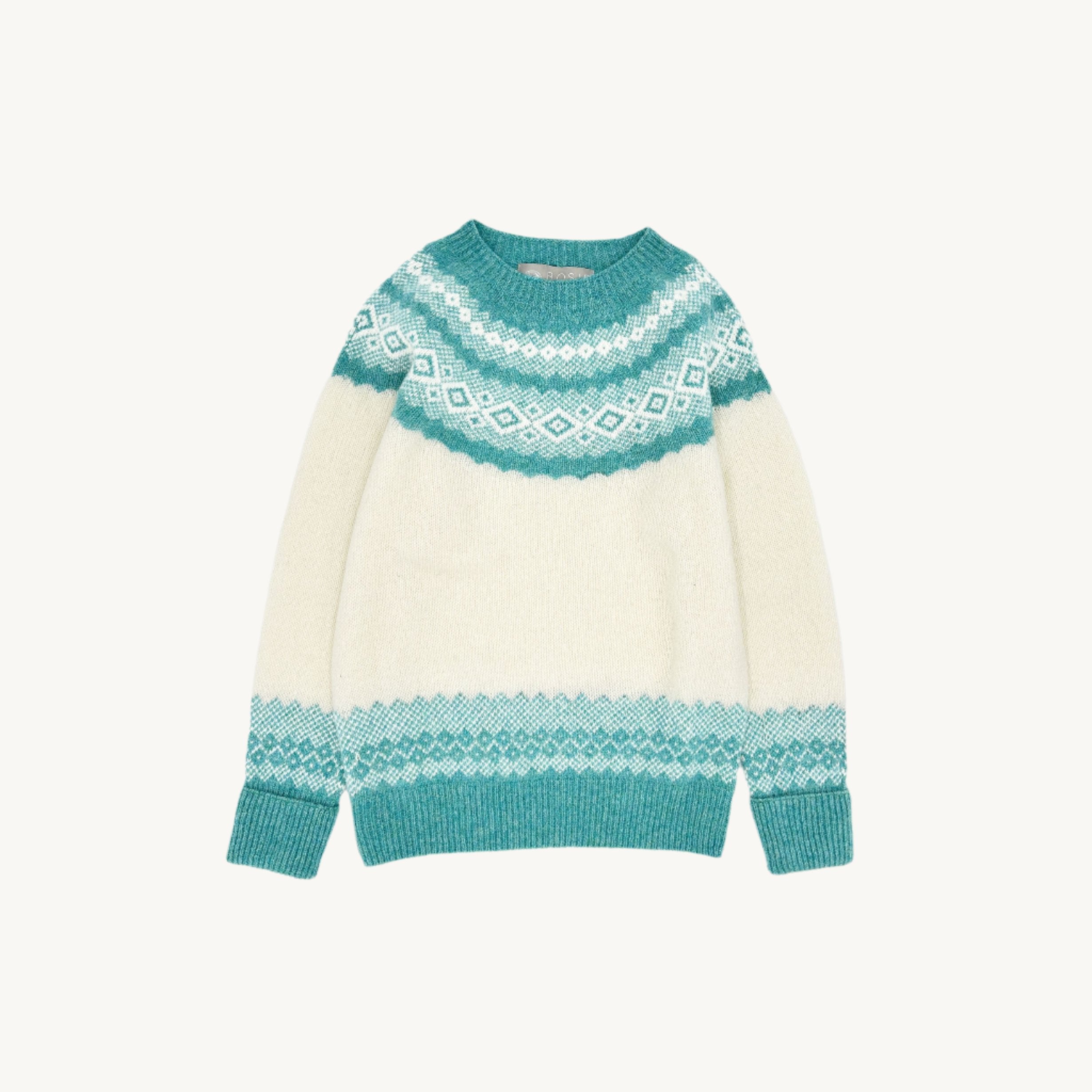 An image of Fresca Yoke Fair Isle Women's Sweater - Marble Gemstone - Marble Gemstone Blue /...