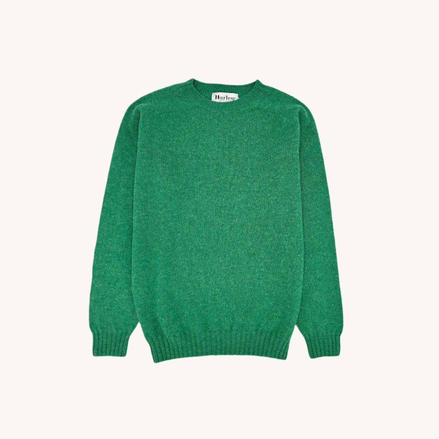 Flatbed photograph of an Kelly green Harley of Scotland Shetland