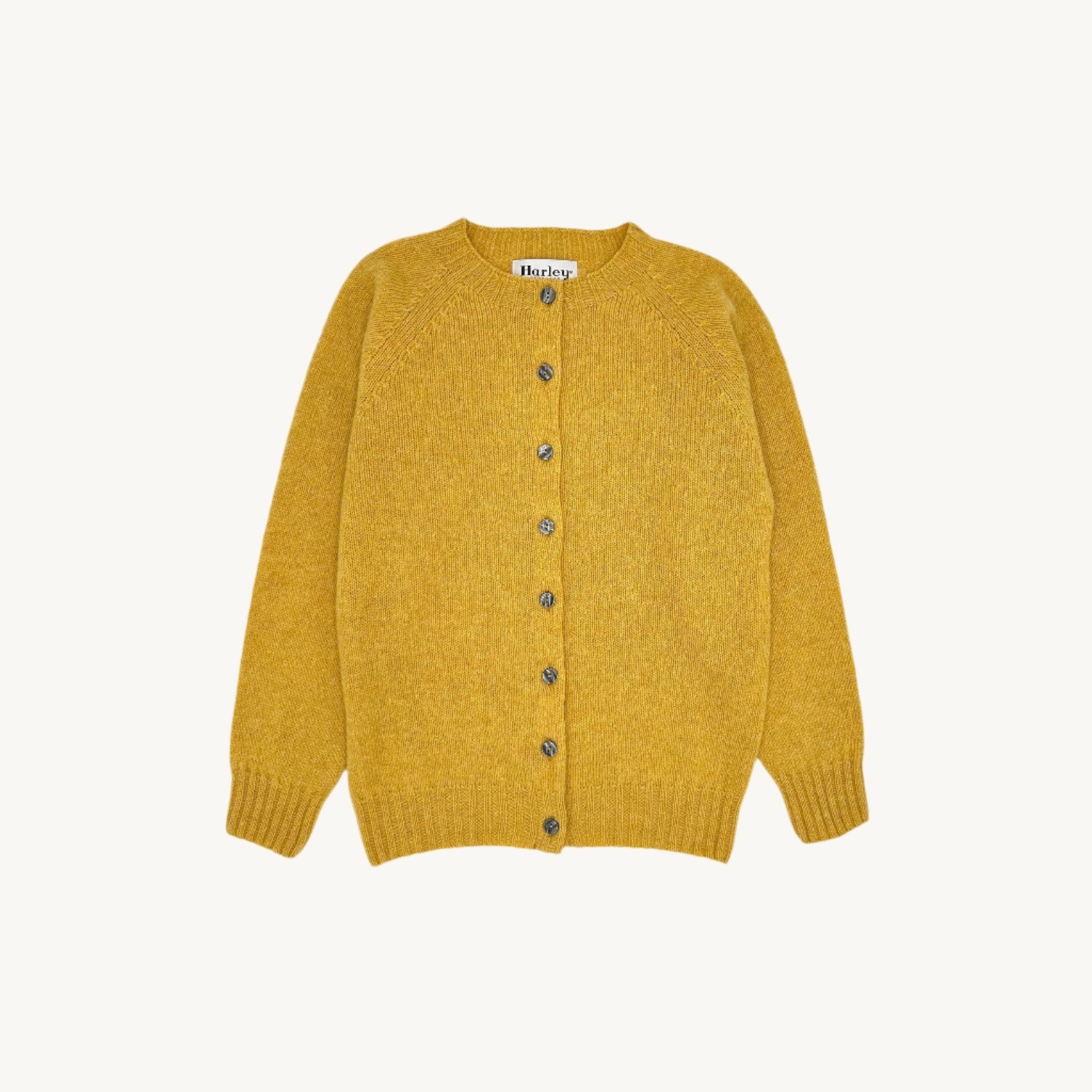 Womens Harley of Scotland Shetland Crew Neck Cardigan Marzipan