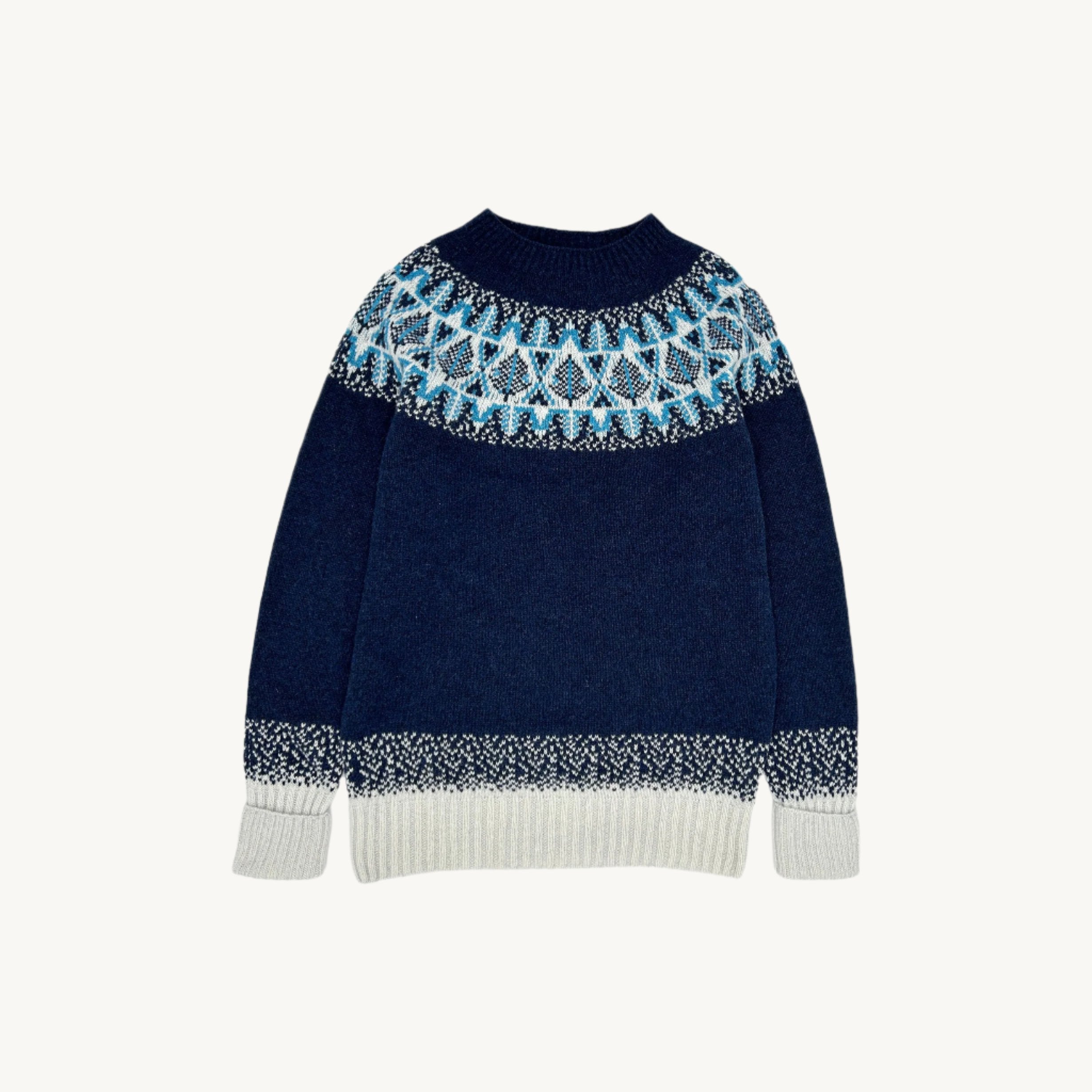 An image of Dendra Fair Isle Geelong Women's Sweater - Cosmos Navy - Cosmos Navy / S