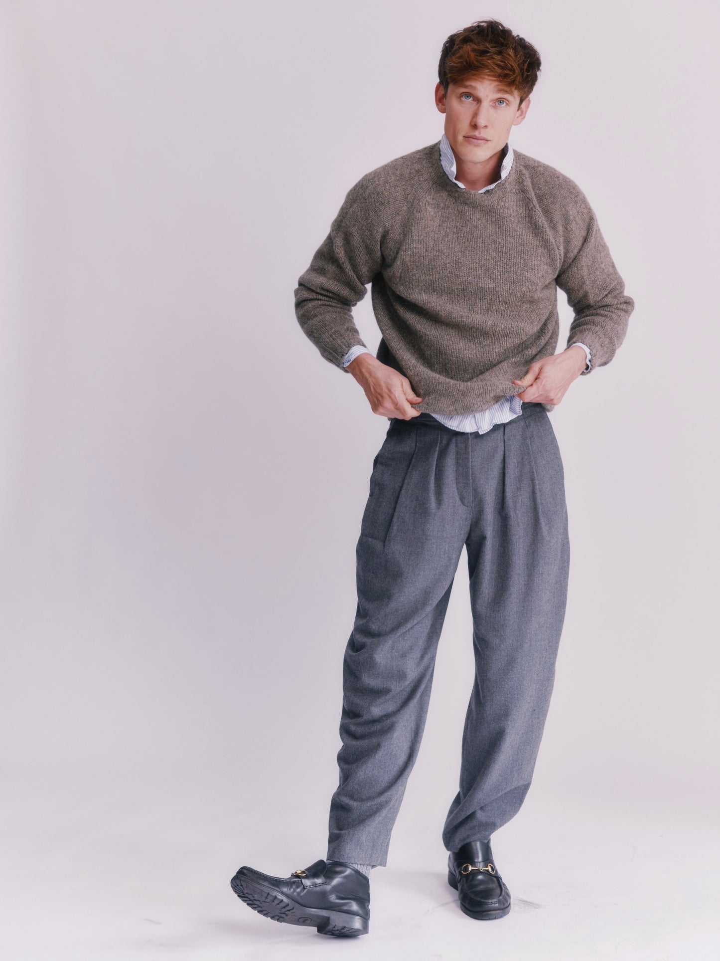 Blue Mogganer North Sea Chunky Seamless Supersoft Shetland Sweater - Oyster Grey