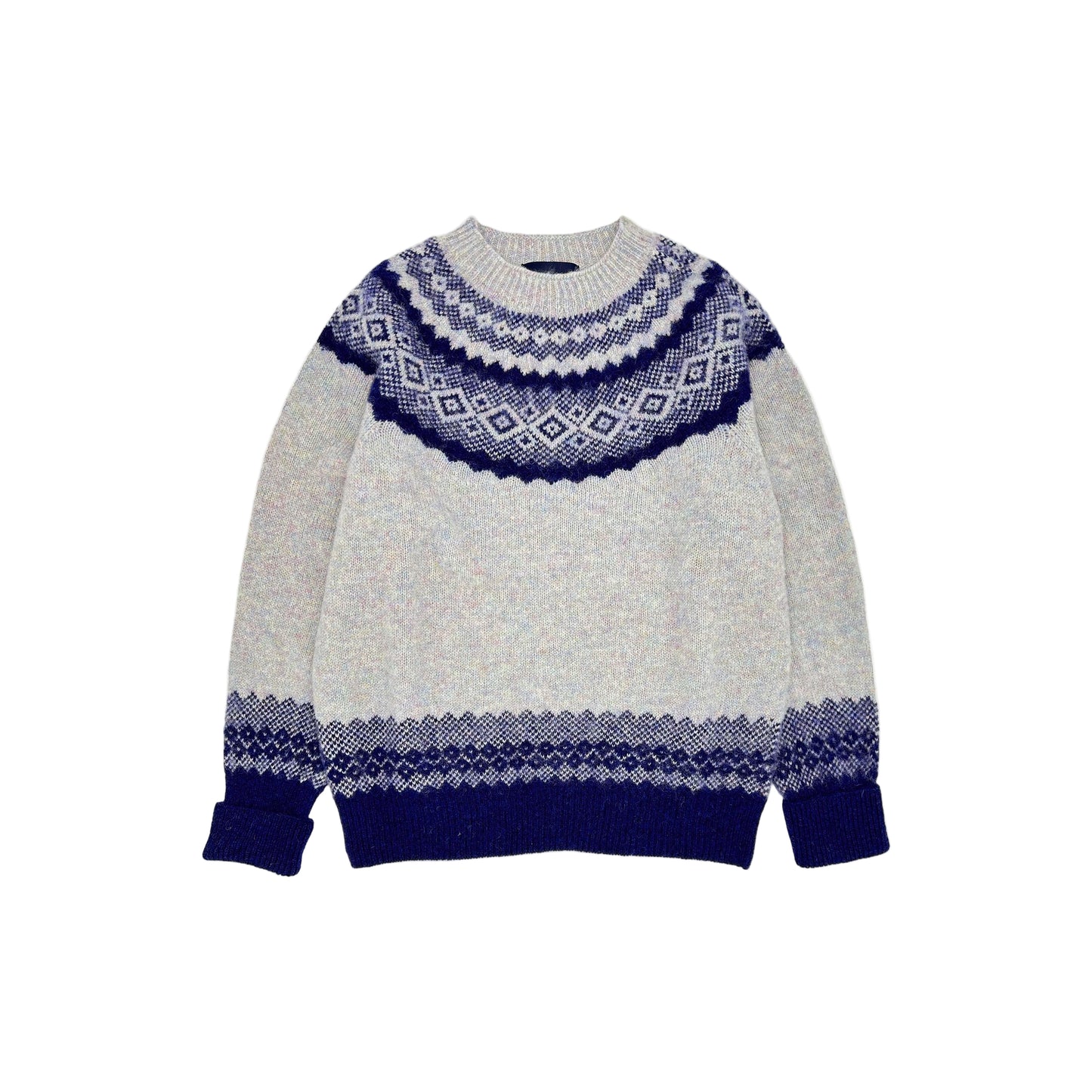 Flatbed Photograph of Borealis Sweater in Ugie Pearl by Bosie Knitwear