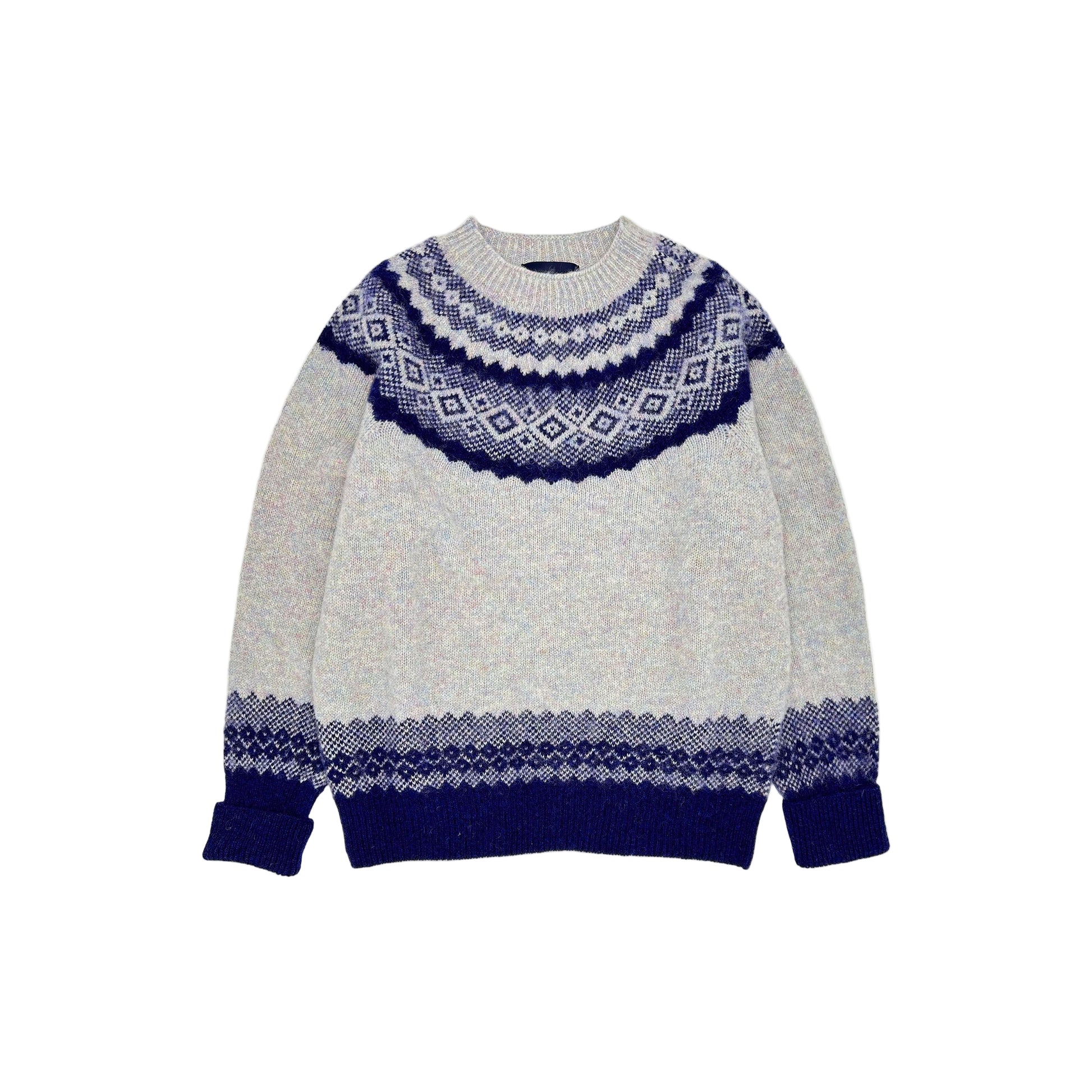 Flatbed Photograph of Borealis Sweater in Ugie Pearl by Bosie Knitwear