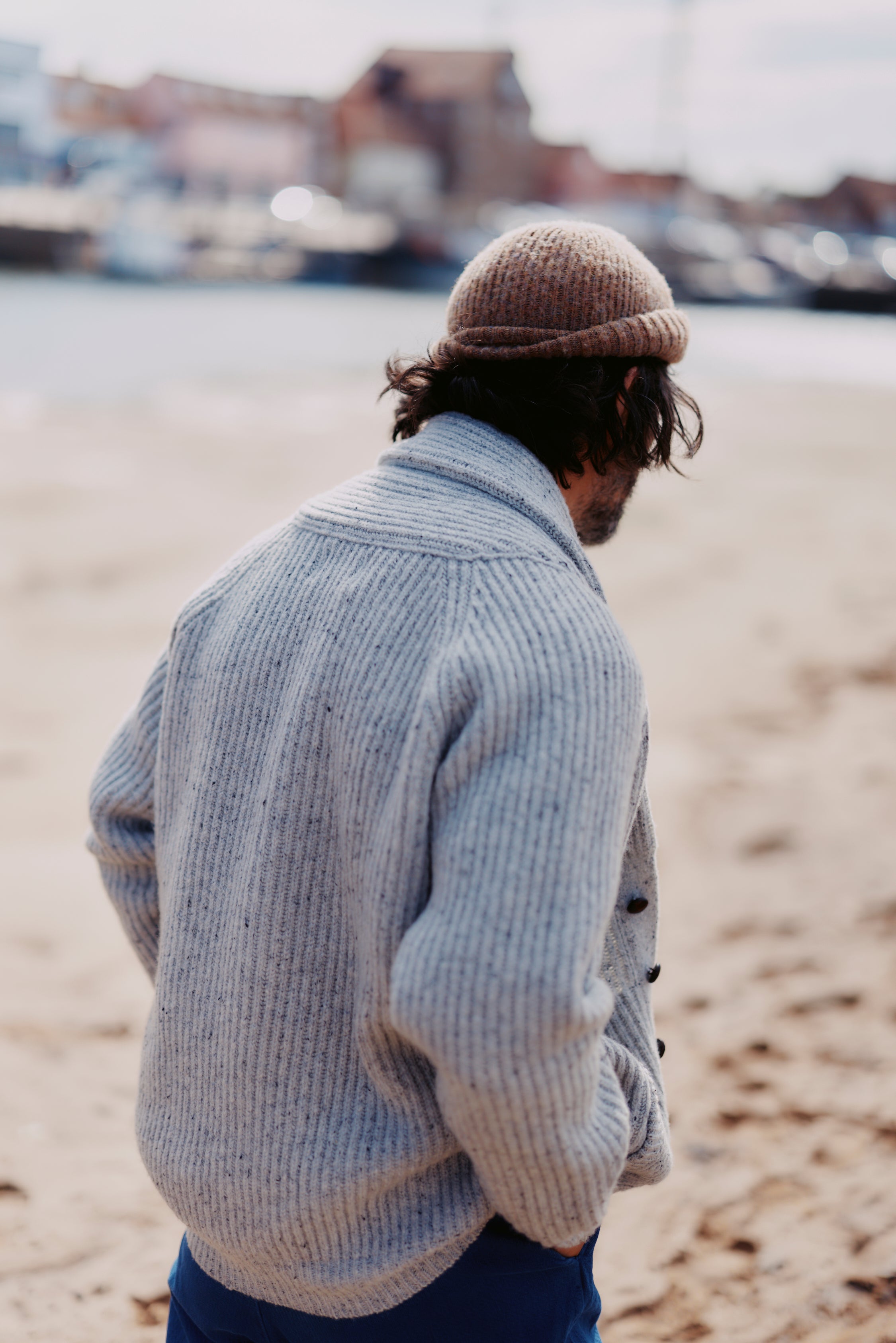 Blue Mogganer Harbourmaster Glenugie Chunky Shawl Cardigan - Islay