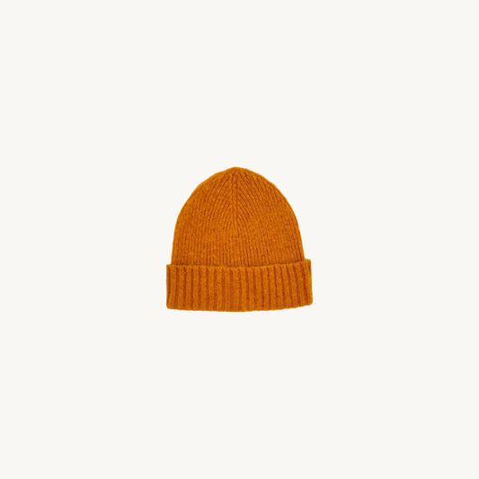 Bosie Brushed Shetland Wool Beanie Hat - Autumn Leaf Orange