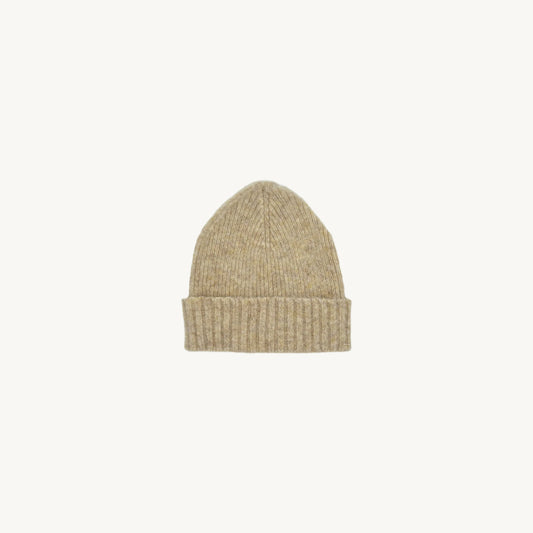 Bosie Brushed Shetland Wool Beanie Hat - Tusk Ivory