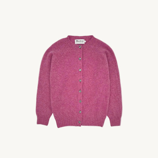 Flatbed image of Bosie Shetland Cardigan in Blush Pink