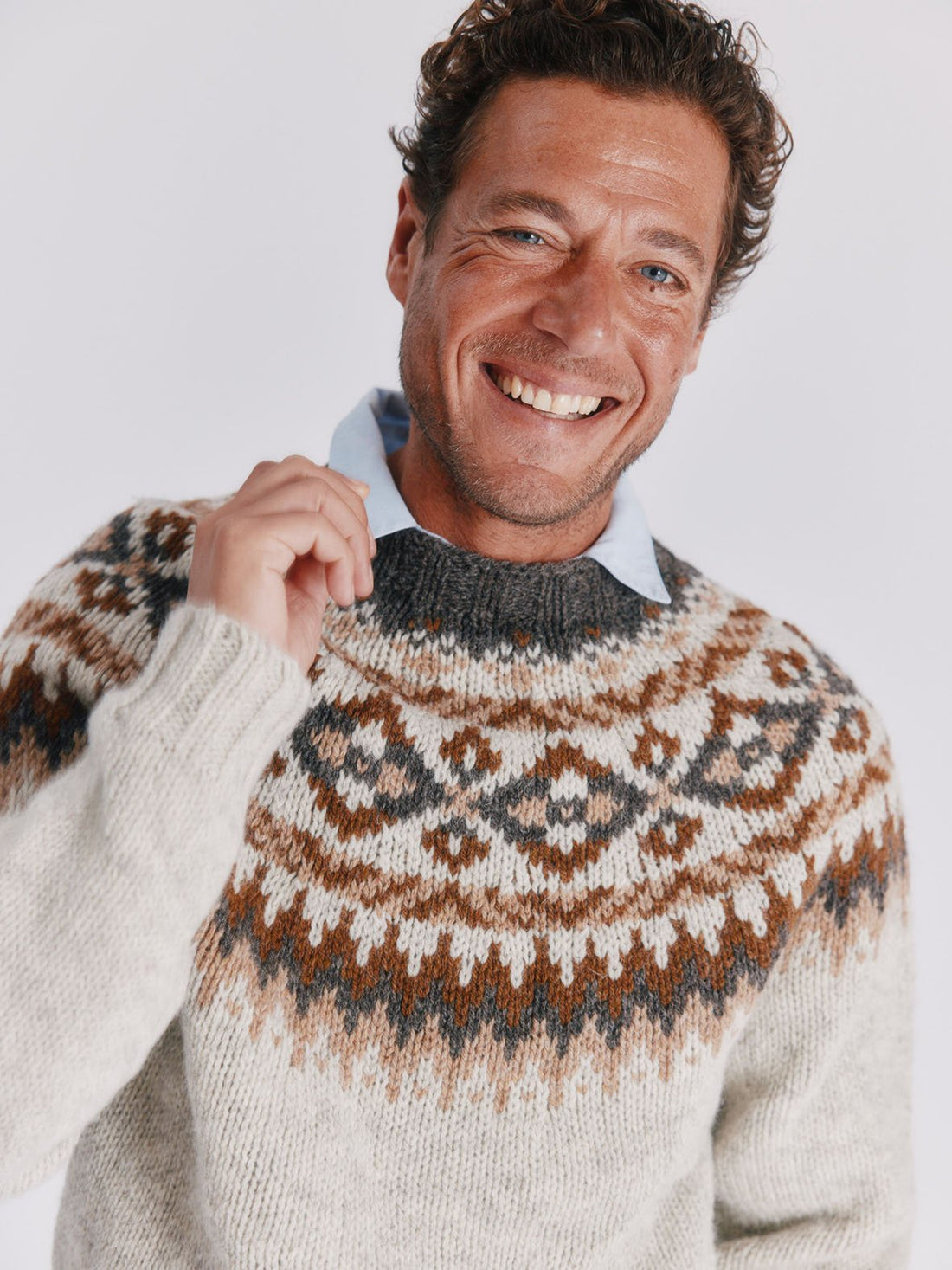 Blue Mogganer Northeaster Fairisle Yoke Chunky Ecology British Wool