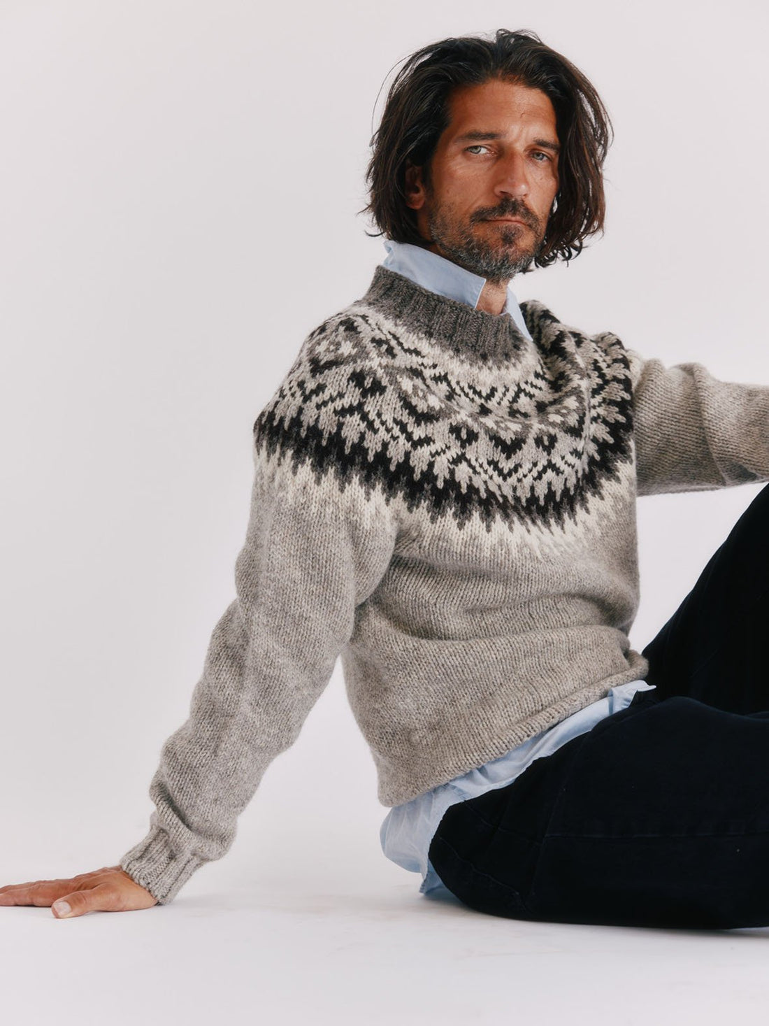 Blue Mogganer Northeaster Fairisle Yoke Chunky Ecology British Wool