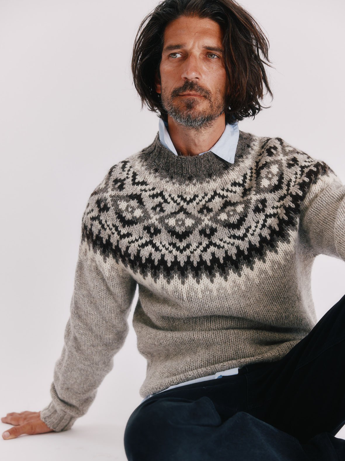 Blue Mogganer Northeaster Fairisle Yoke Chunky Ecology British Wool