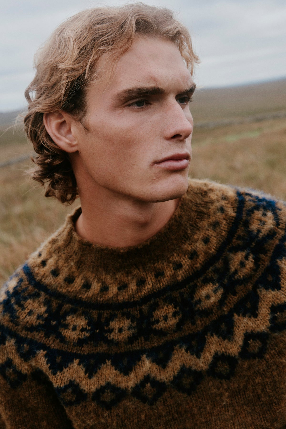 Men's Highland jumper in Moorland from the Bosie Knitwear autumn/winter 2026 collection – pure wool knitwear, knitted in Scotland