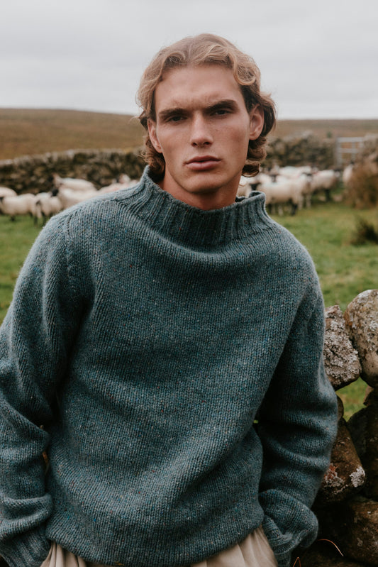 Men's Lighthouse jumper in Lomond from the Bosie Knitwear autumn/winter 2026 collection – pure wool knitwear, knitted in Scotland