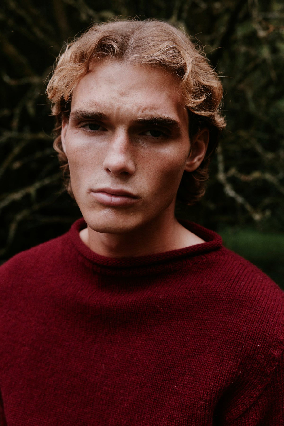 Men's Whaler jumper in Claret from the Bosie Knitwear autumn/winter 2026 collection – pure wool knitwear, knitted in Scotland