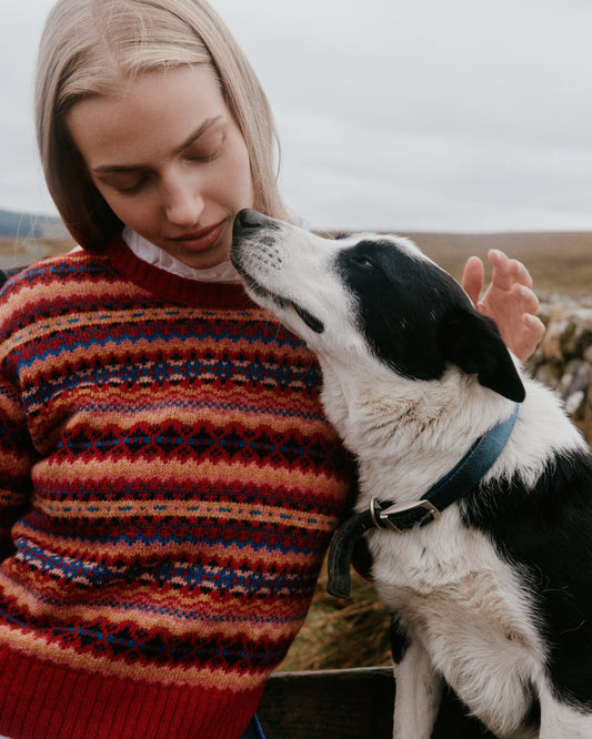 Women's Ballater jumper in French Red from the Bosie Knitwear autumn/winter 2026 collection – pure wool knitwear, knitted in Scotland