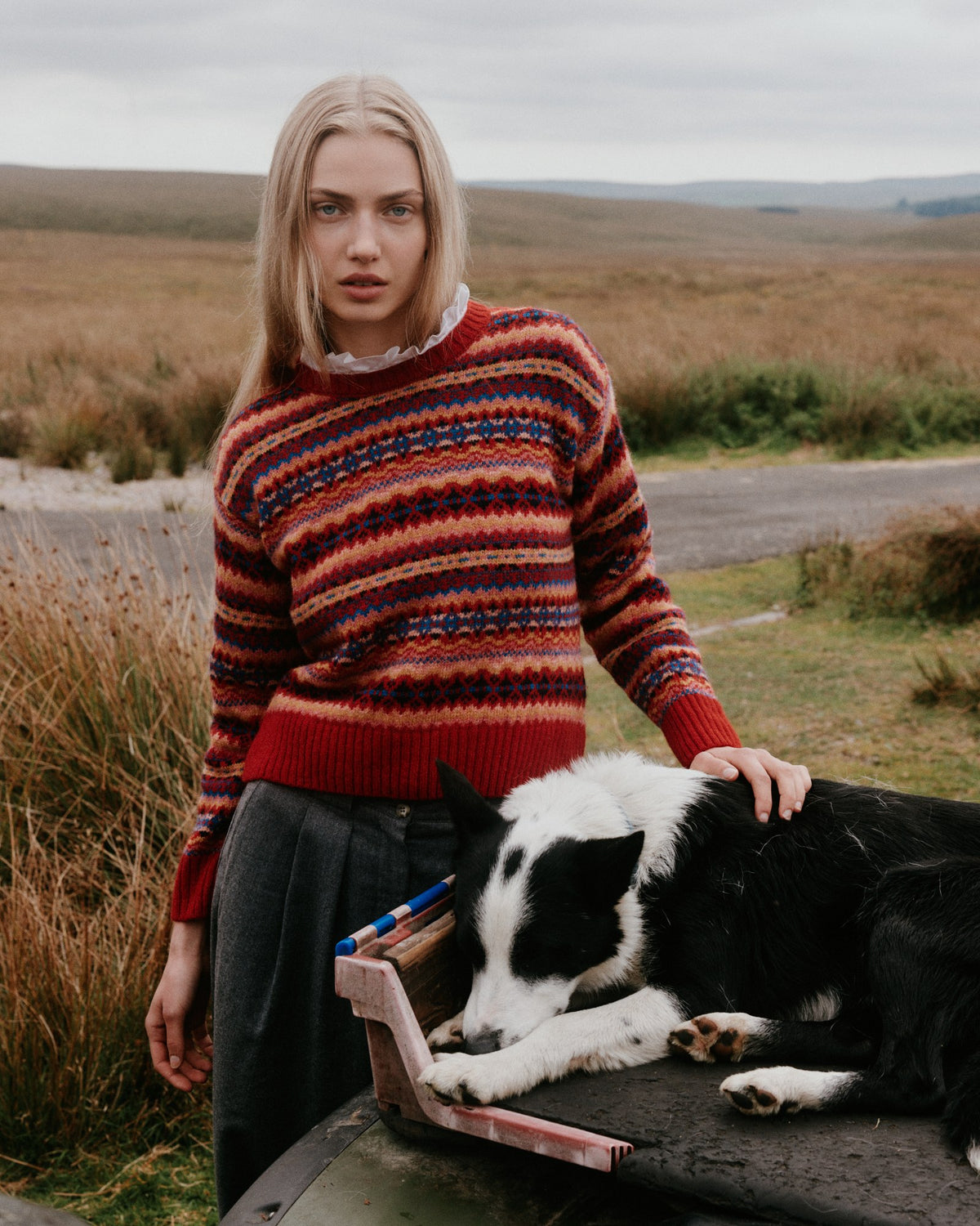 Women's Ballater jumper in French Red from the Bosie Knitwear autumn/winter 2026 collection – pure wool knitwear, knitted in Scotland