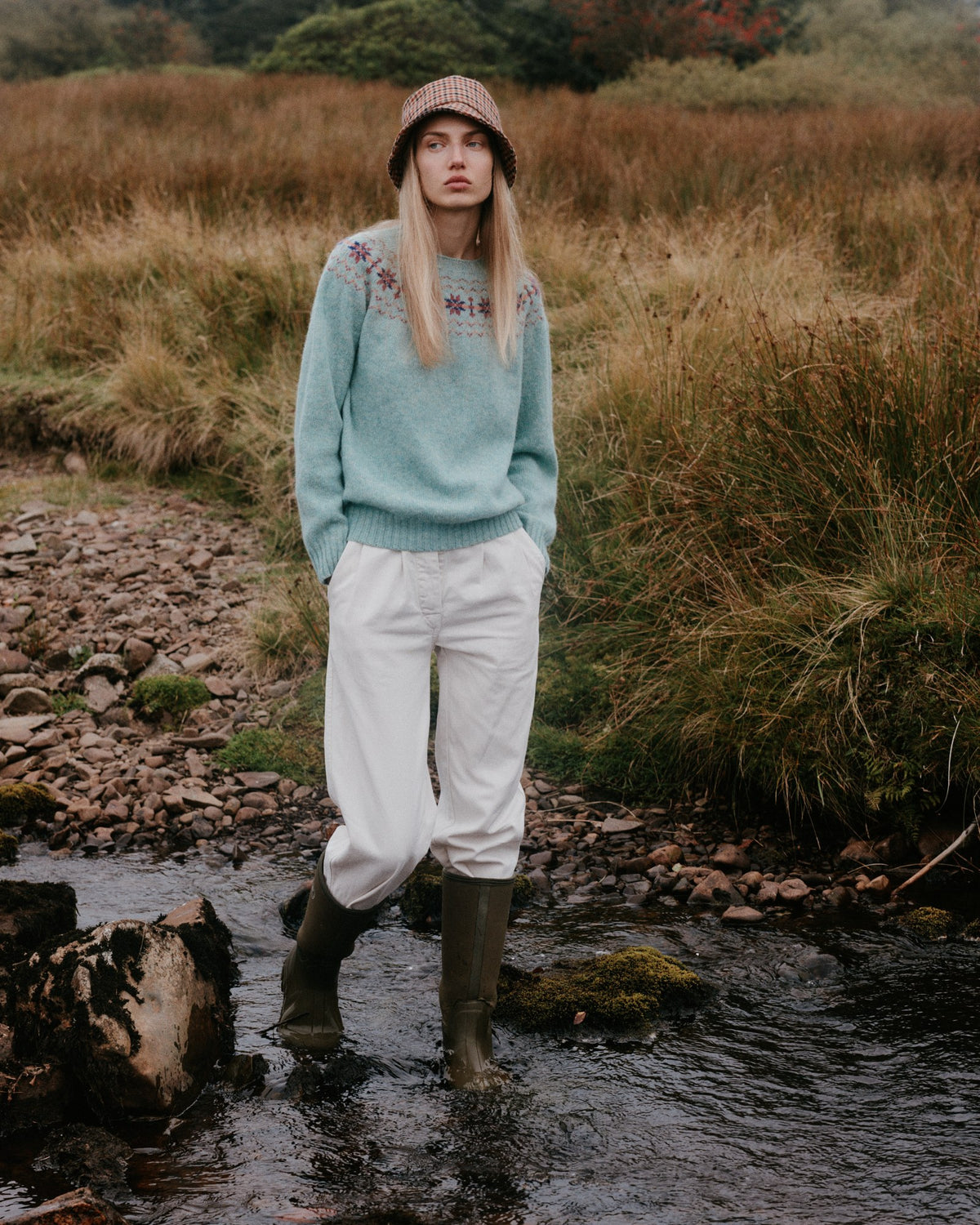 Women's Murron jumper in Opal from the Bosie Knitwear autumn/winter 2026 collection – pure wool knitwear, knitted in Scotland
