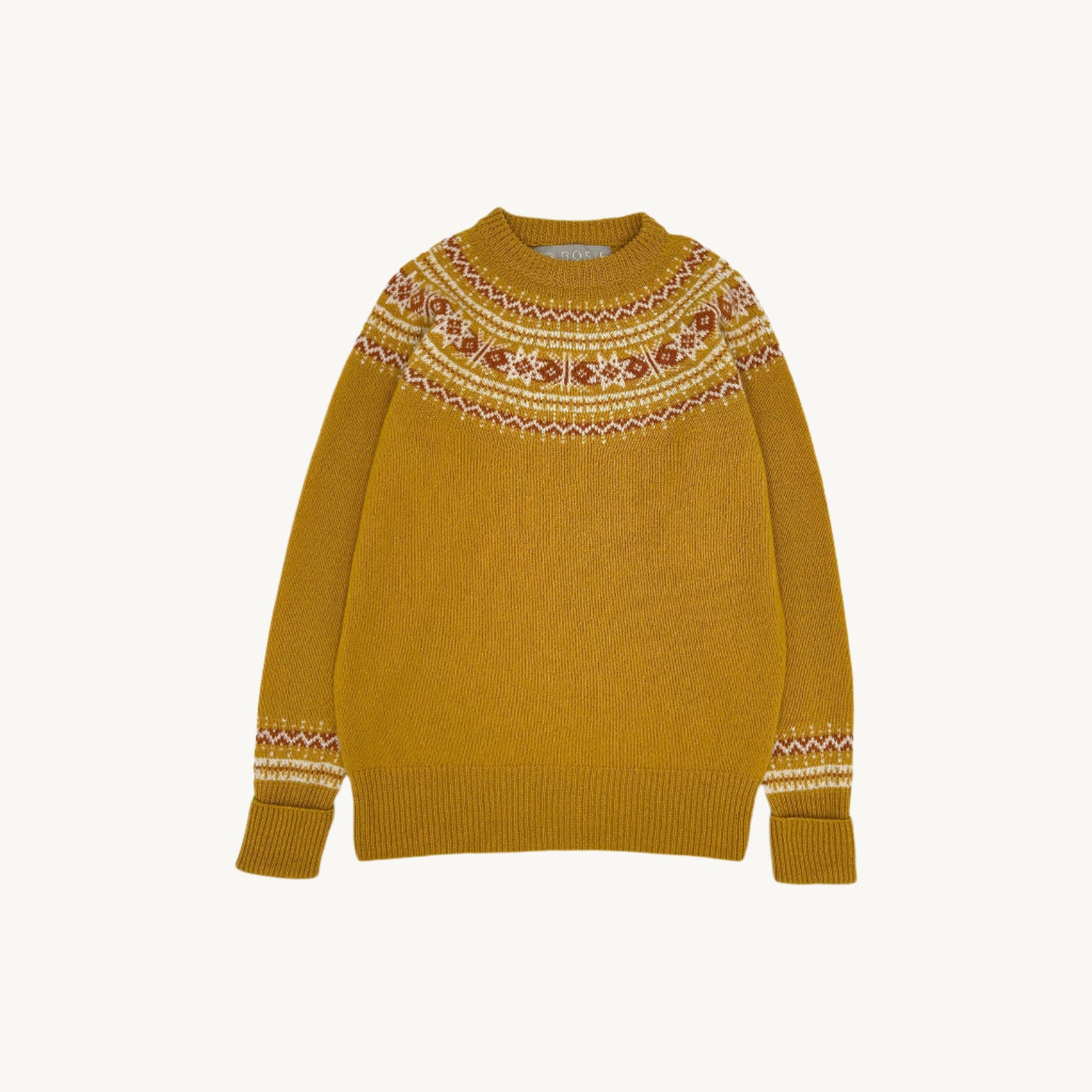 Bosie Knitwear Ingrid Fair Isle Sweater in Tansy Gold