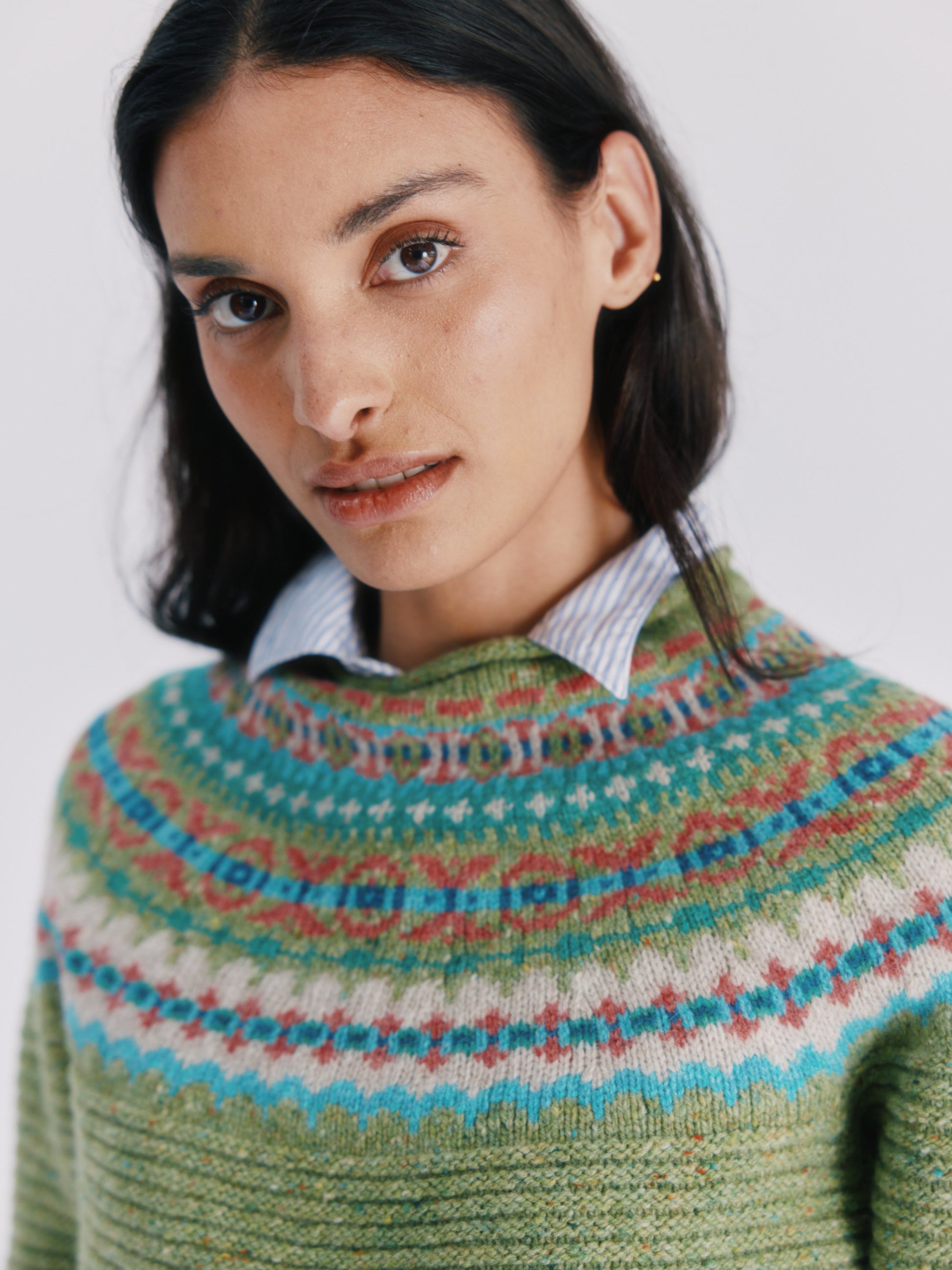 Cottage Fair Isle Glenugie Nep Women's Sweater Eriskay Green Eriskay Green S