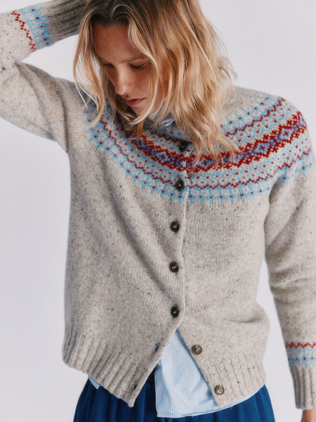 Islander Yoke Fair Isle Glenugie Women's Cardigan - Mull Natural