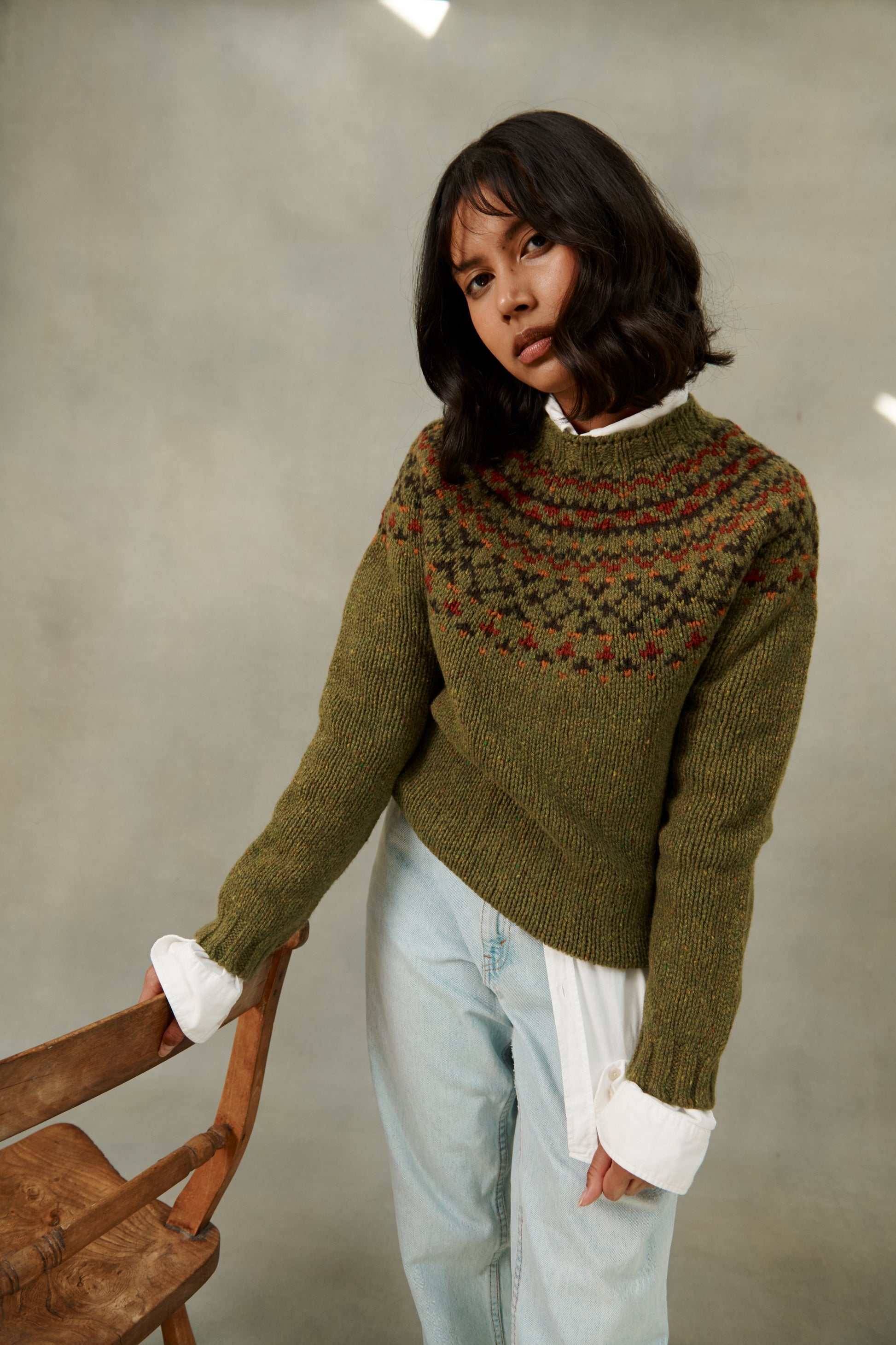 Luskentyre Chunky Fair Isle Glenugie Nep Women's Sweater Raasay Green Raasay Green S