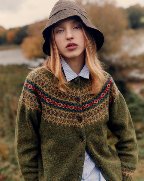 Islander Yoke Fair Isle Glenugie Women's Cardigan - Raasay Green